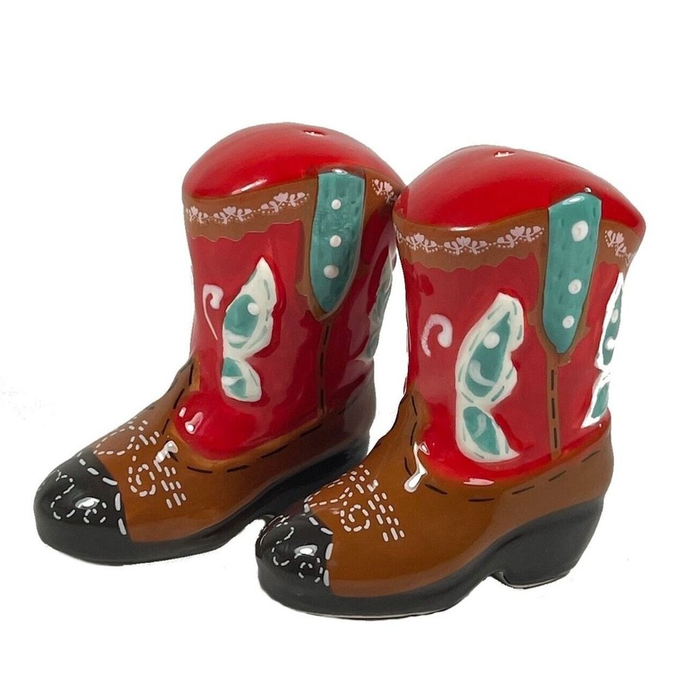 The Pioneer Woman Ceramic Red Cowboy Boots Salt and Pepper Shaker Set